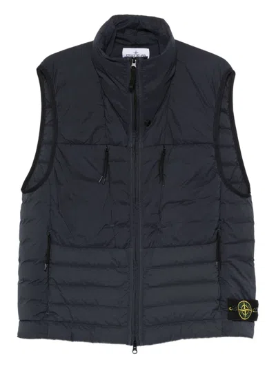 Stone Island Lightweight Sleeveless Padded Vest Pockets In Blue