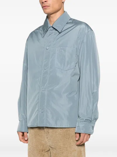 Ami Alexandre Mattiussi Lightweight Nylon Shirt Featuring Chest Pocket In Blue