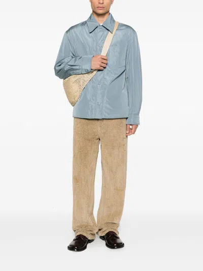 Ami Alexandre Mattiussi Lightweight Nylon Shirt Featuring Chest Pocket In Blue