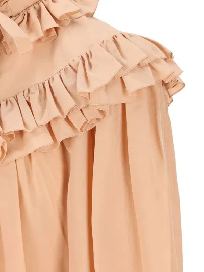 Chloé Oversized Top With Ruffles In Neutral