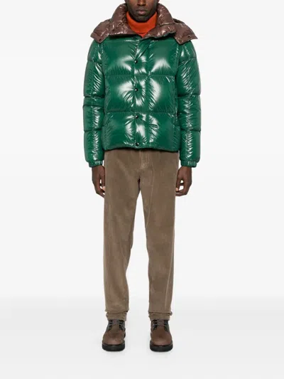 Moncler Parana Glossy Hooded Short Down Jacket Clothing In Green