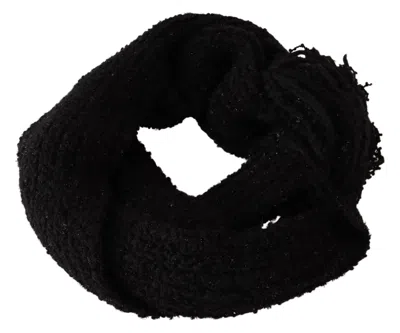 Dolce & Gabbana Black Virgin Wool Knitted Wrap Shawl Scarf In Black
