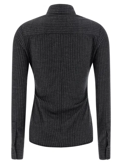 Isabel Marant Tailored Pinstripe Long Sleeve Shirt In Gray