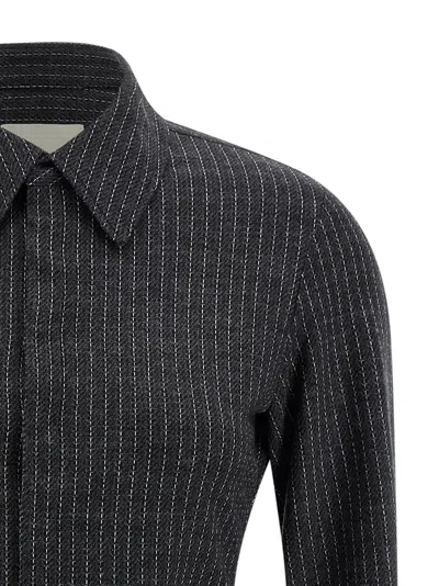 Isabel Marant Tailored Pinstripe Long Sleeve Shirt In Gray