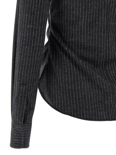 Isabel Marant Tailored Pinstripe Long Sleeve Shirt In Gray