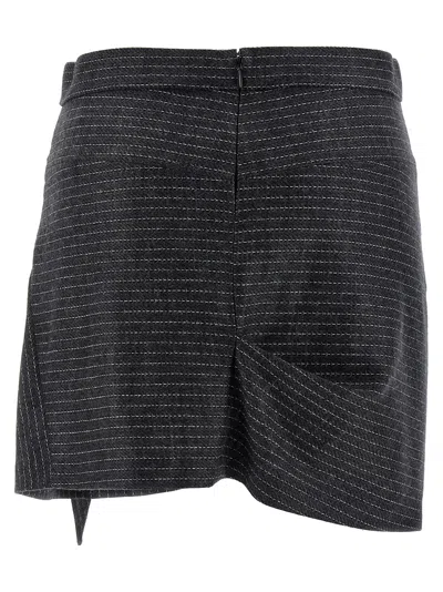 Isabel Marant Asymmetric Wrap Skirt Belted Detail In Gray