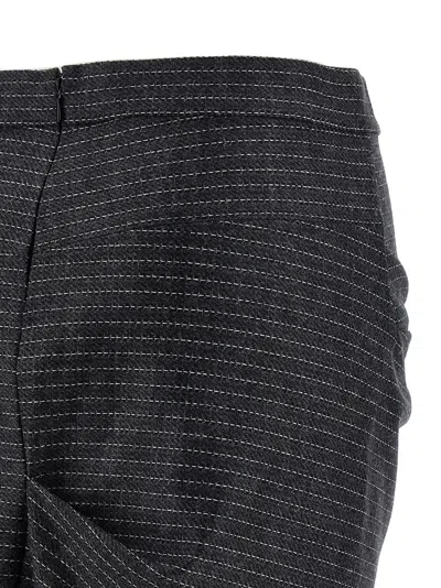 Isabel Marant Asymmetric Wrap Skirt Belted Detail In Gray