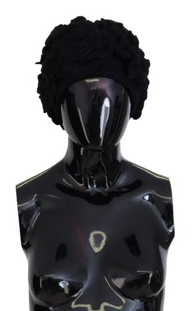 Dolce & Gabbana Black Wool Knit Winter Beanie Women's Hat In Black