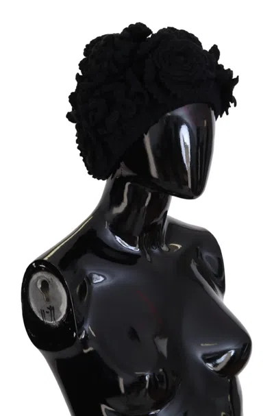 Dolce & Gabbana Black Wool Knit Winter Beanie Women's Hat In Black