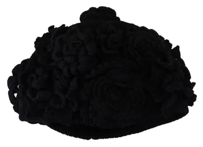 Dolce & Gabbana Black Wool Knit Winter Beanie Women's Hat In Black