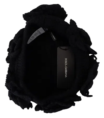 Dolce & Gabbana Black Wool Knit Winter Beanie Women's Hat In Black