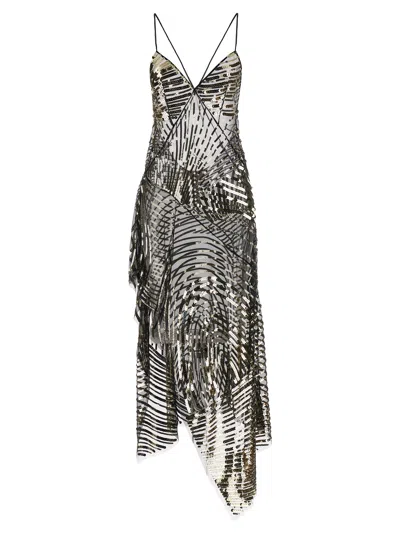 Pucci Long Dress With Sheer Overlay And Sequins In Black