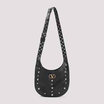 Valentino Garavani Hoboho Hobo Bag In Chevron-patterned Nappa Leather With Studs