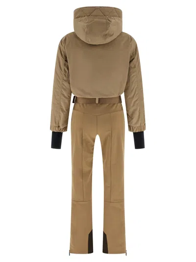 Moncler Insulated Ski Overall Featuring Adjustable Elements In Neutral