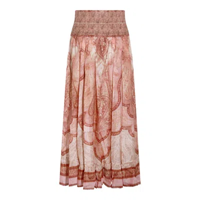 Zimmermann Wanderlust Patterned Silk Maxi Skirt In Brown