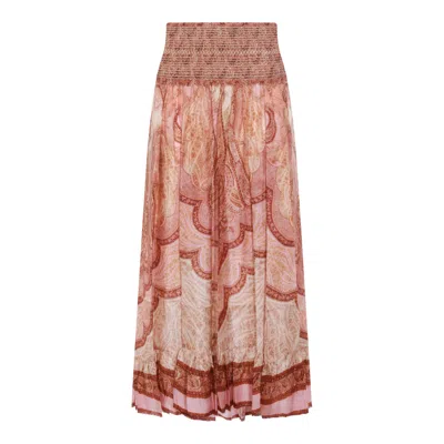 Zimmermann Wanderlust Patterned Silk Maxi Skirt In Brown