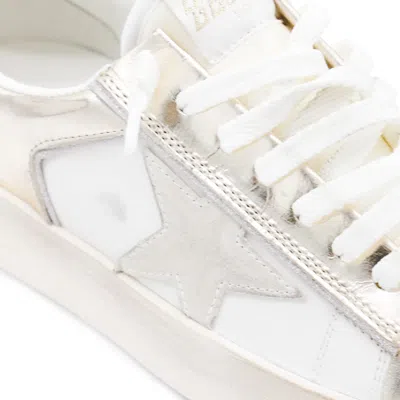 Golden Goose White And Gold Stardan Sneakers In Gold
