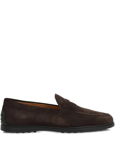 Tod's Suede Leather Loafers In Brown