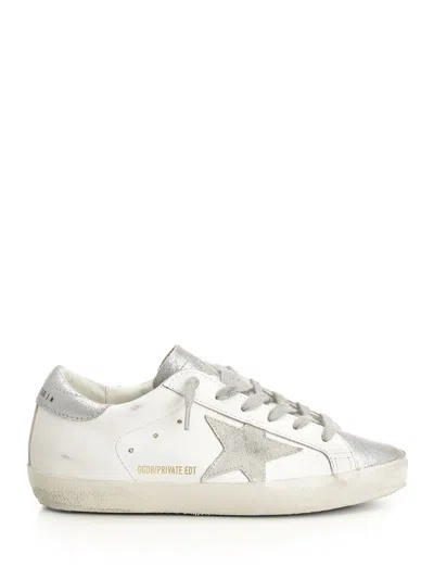 Golden Goose Super-star Leather Upper And List Suede Star Laminated Suede Toe And Heel Sneakers White In Neutral