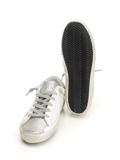 Golden Goose Super-star Leather Upper And List Suede Star Laminated Suede Toe And Heel Sneakers White In Neutral
