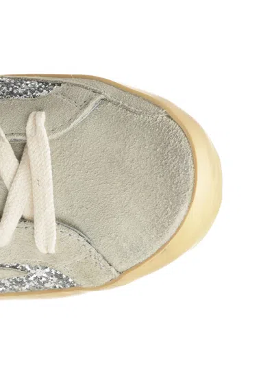 Golden Goose Super-star Suede And Glitter Upper Suede Star Glitter Heel Sneakers Silver In Neutral