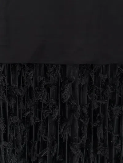 Hugo Boss Textured Knitwear With Long Sleeves And Fringe In Black