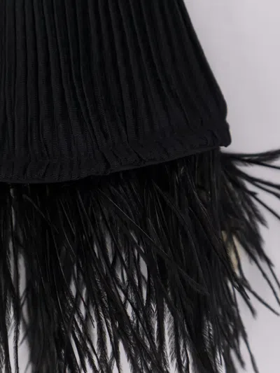 Hugo Boss Long Sleeve Knitwear Featuring Feather Cuffs In Black