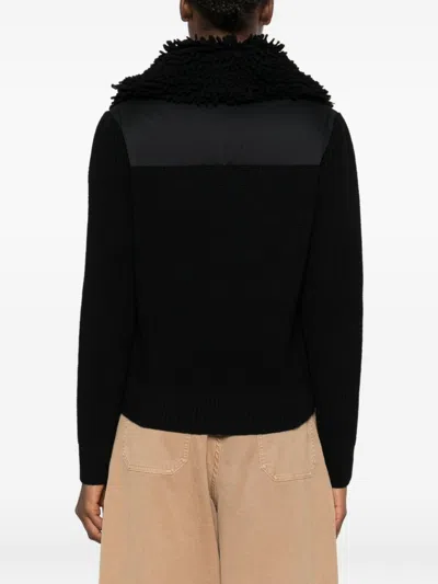 Moncler Grenoble Padded Wool Zip-up Cardigan Clothing In Black