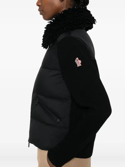 Moncler Grenoble Padded Wool Zip-up Cardigan Clothing In Black