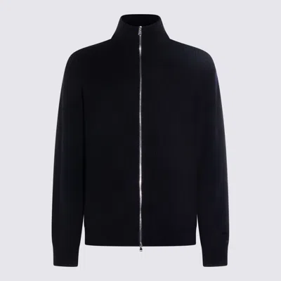 Seven Gauge Dark Blue Wool Knitwear In Black