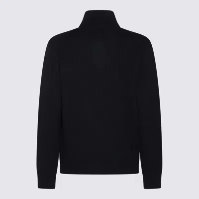 Seven Gauge Dark Blue Wool Knitwear In Black
