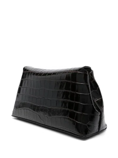 Totême T-lock Leather Clutch In Black