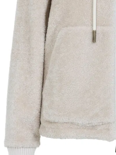 Moncler Teddy And Nylon Reversible Padded Hoodie In Neutral