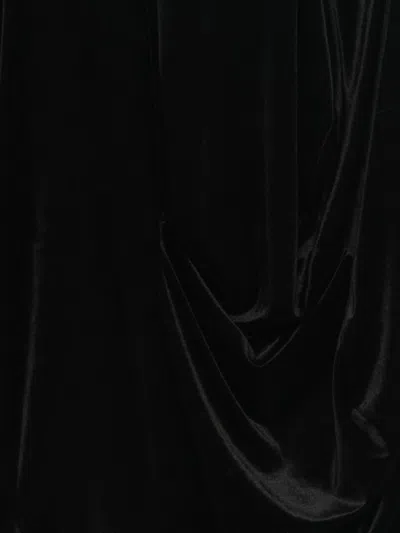 Comme Des Garçons Asymmetric Hem Velvet Draped Sleeveless Dress In Black