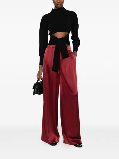 Alice And Olivia Trousers Brown In Burgundy