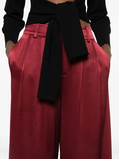 Alice And Olivia Trousers Brown In Burgundy