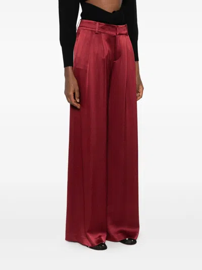 Alice And Olivia Trousers Brown In Burgundy