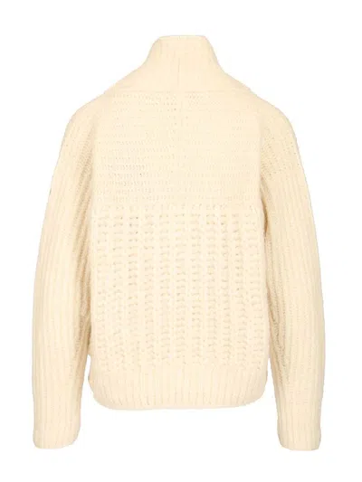 Moncler Chunky Turtle Neck Sweater Knitwear White In Pink