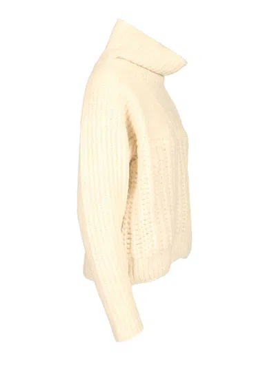 Moncler Chunky Turtle Neck Sweater Knitwear White In Pink