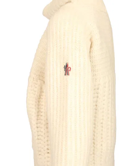 Moncler Chunky Turtle Neck Sweater Knitwear White In Pink
