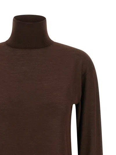 Saint Laurent Turtleneck Sweater Dropped Shoulders Sweaters And Cardigans Brown In Brown