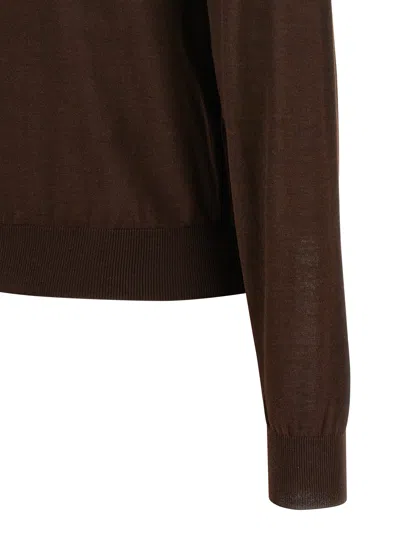 Saint Laurent Turtleneck Sweater Dropped Shoulders Sweaters And Cardigans Brown In Brown