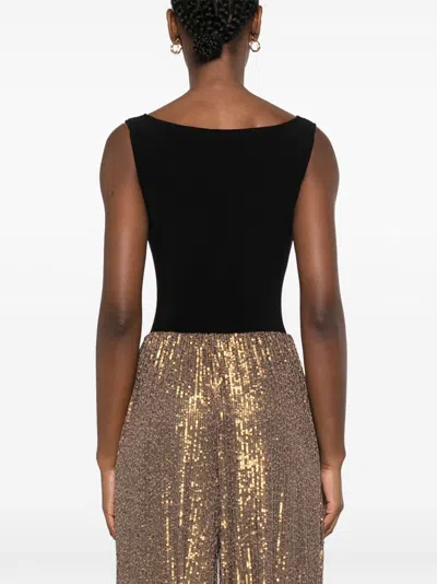 Norma Kamali Tara Black Top With V-neck And Ruffle Details In Tech Fabric Woman