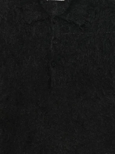 Auralee Long-sleeve Polo Shirt In Black