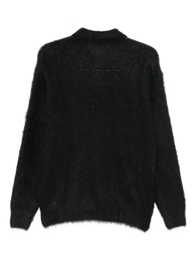 Auralee Long-sleeve Polo Shirt In Black