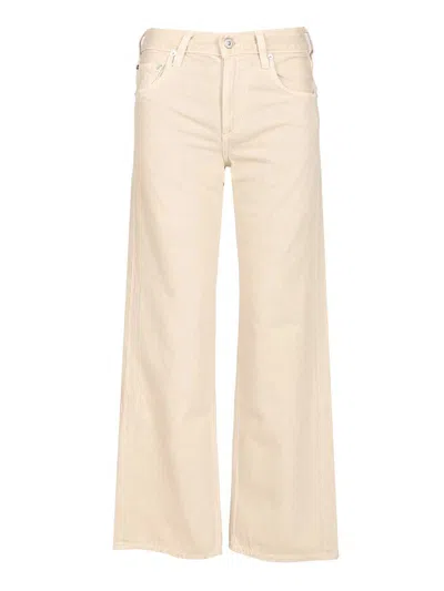 Citizen Of Humanity “lindz Easy Straight" Twill Trousers Beige In Neutral