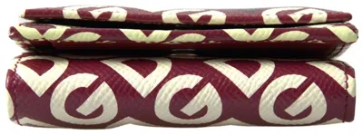 Pre-owned Dolce & Gabbana Multicolor Dg Logo Mania French Flap Leather Women's Wallet () In White
