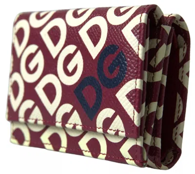 Pre-owned Dolce & Gabbana Multicolor Dg Logo Mania French Flap Leather Women's Wallet () In White