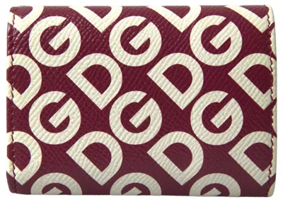 Pre-owned Dolce & Gabbana Multicolor Dg Logo Mania French Flap Leather Women's Wallet () In White