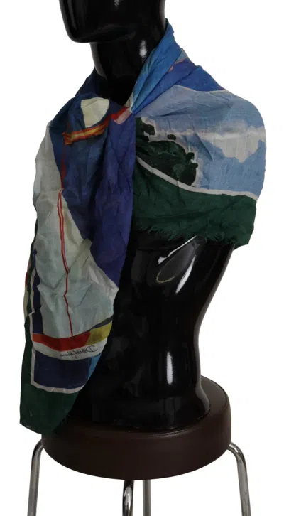 Dolce & Gabbana Multicolor Sorrento Dg Shawl Fringe Scarf In Black